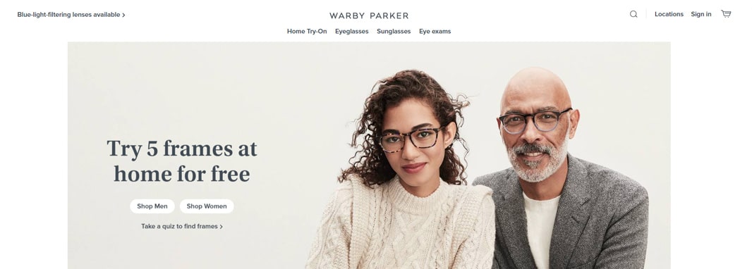 warby parker ecommerce magento website