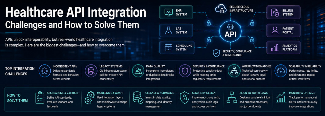 Healthcare API integration challenges across modern clinical software systems