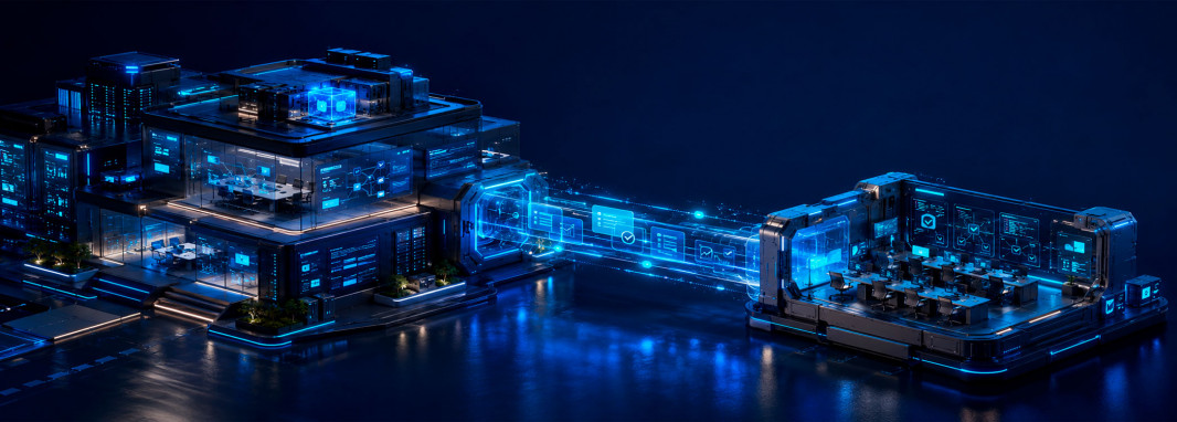 Dedicated engineering team module connected to a company technology hub, representing the dedicated team model.