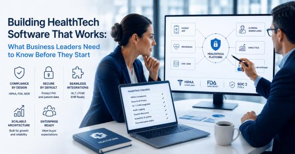 Business leaders planning HealthTech software architecture, compliance, and healthcare platform development